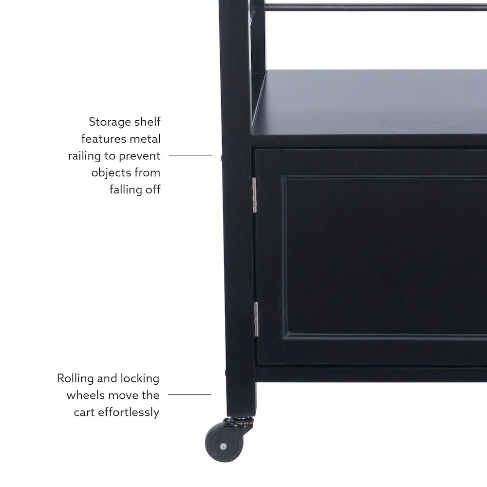 Mitchell Black Kitchen Cart With Granite Top. Picture 13