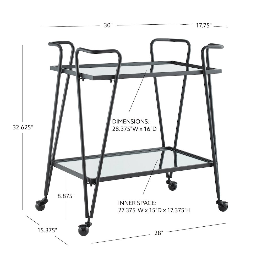 Black Mid Century Bar Cart. Picture 14