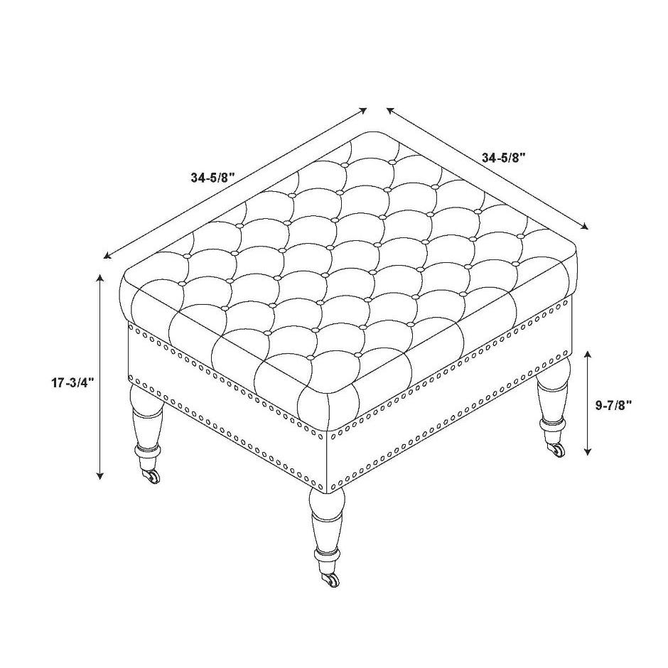 Isabelle Gray Velvet Square Tufted Ottoman. Picture 7