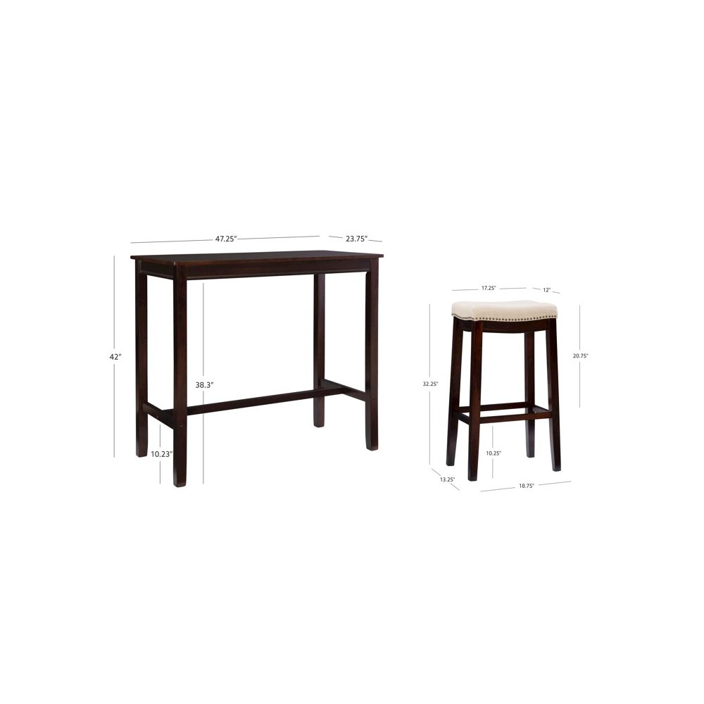 Claridge 3Pc Bar Set Walnut Linen. Picture 12