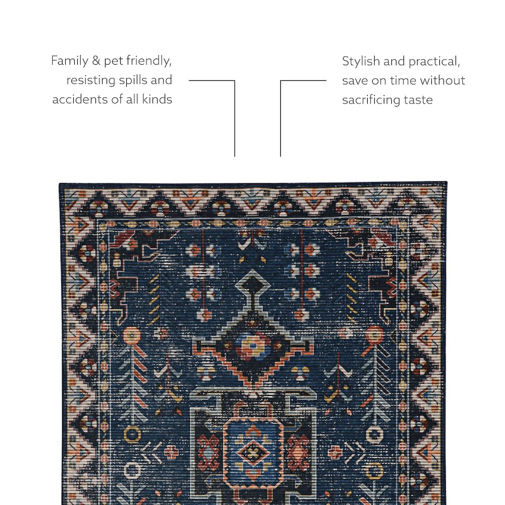 Washable Larson Navy/Ivory 2x3, Rug. Picture 4