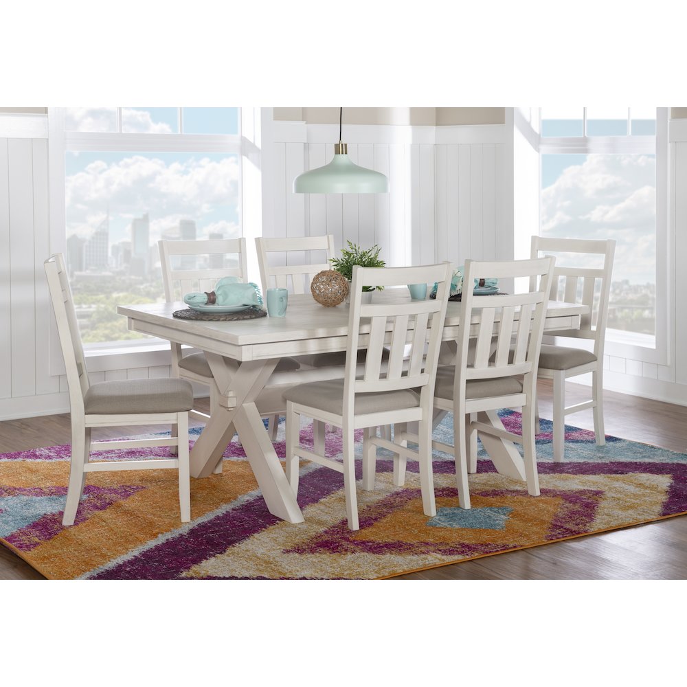Turino Distressed White 7 PC Dining Set. Picture 4