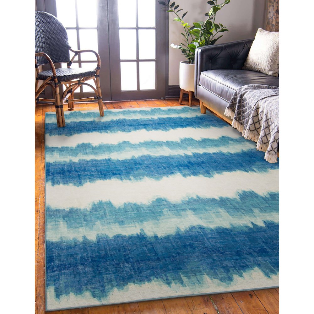 Outdoor Washable Apopka Ivory & Blue 5' X7', Rug. Picture 1