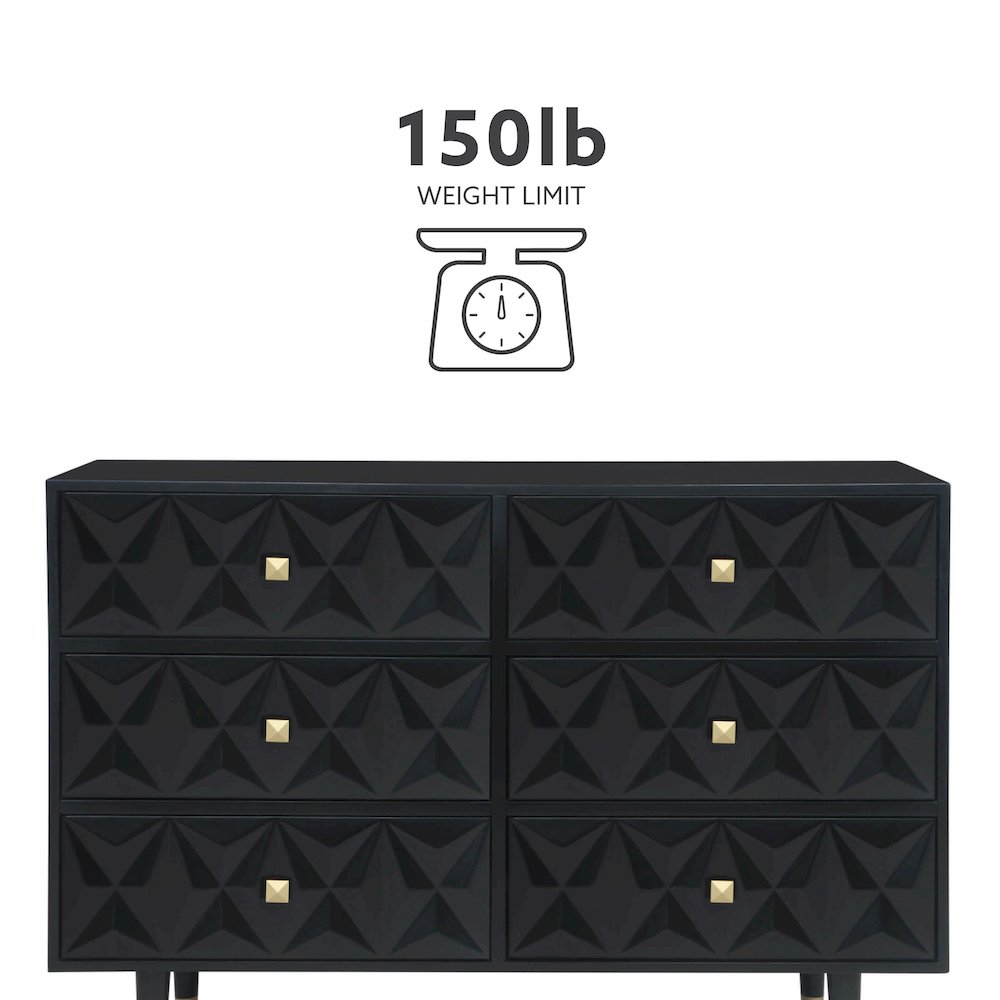 Six Drawer Geo Texture Dresser Black. Picture 14