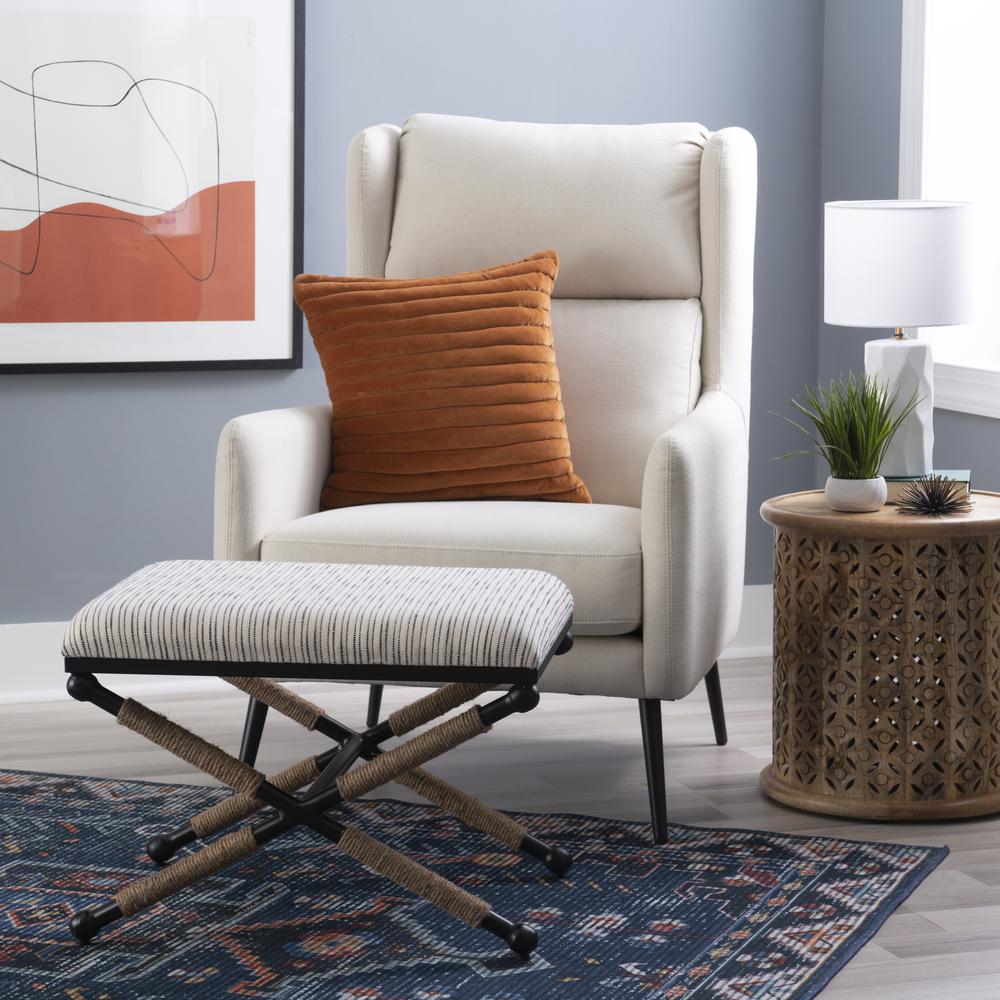 Ashburn Campaign Accent Stool Striped. Picture 8