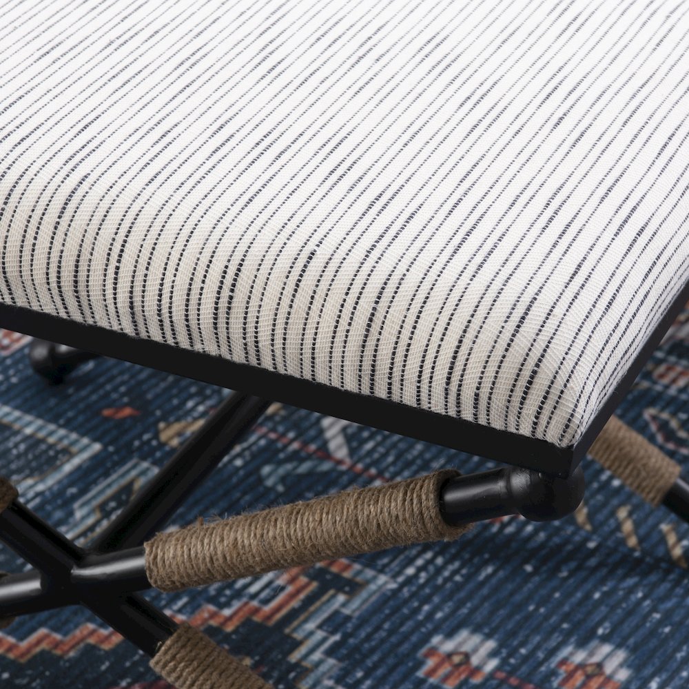 Ashburn Campaign Accent Stool Striped. Picture 4