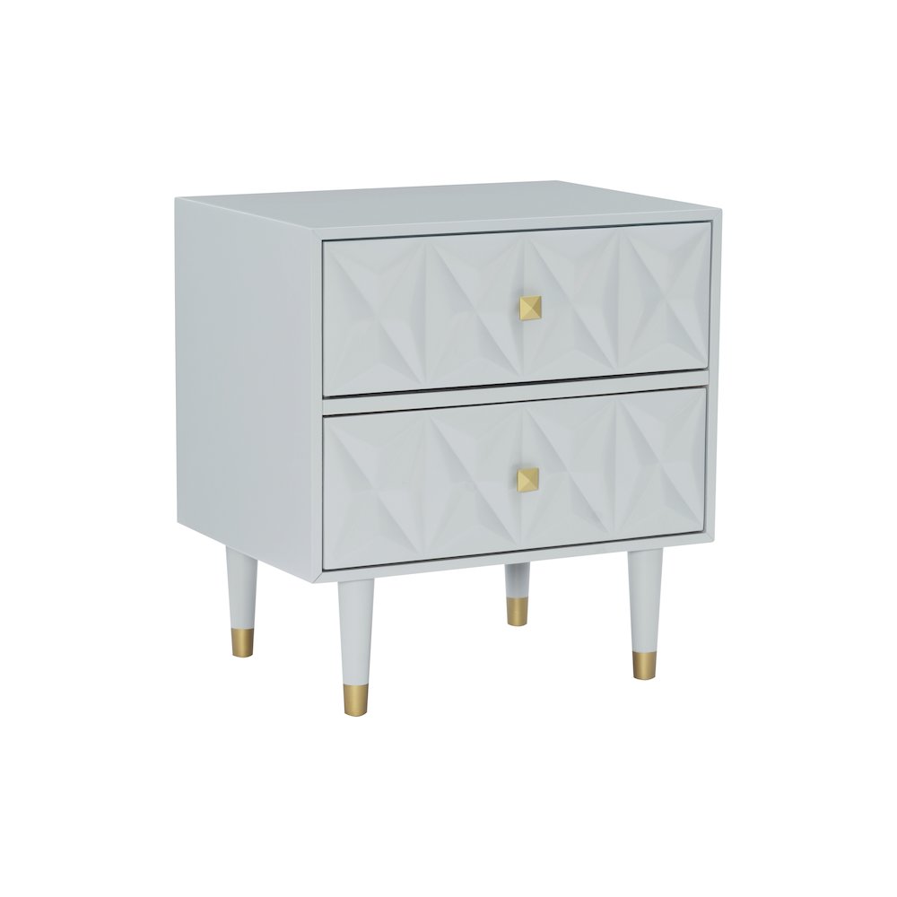 Two Drawer Geo Texture Nightstand Grey. Picture 9