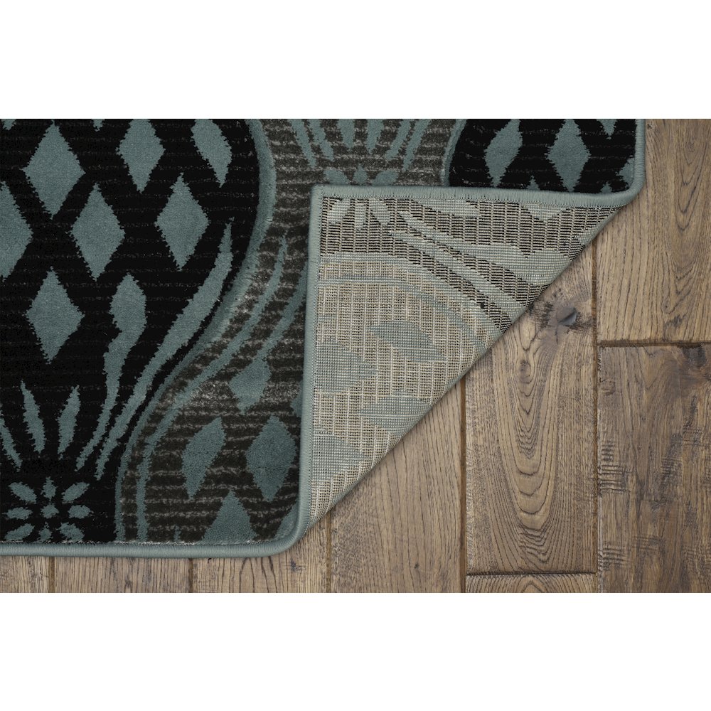 Milan Mylon Black & Turquoise 5x7.6, Rug. Picture 2