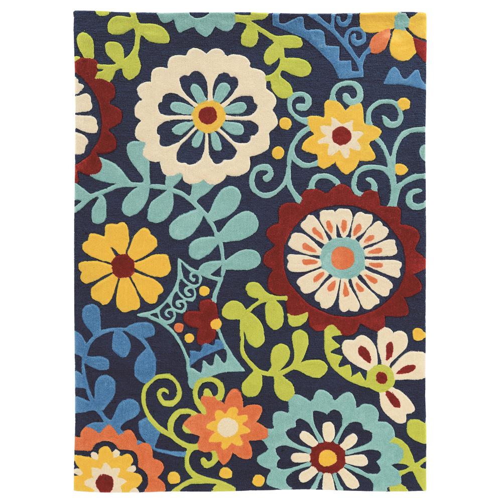 Trio Frond Navy & Blue 1.10x2.10, Rug. Picture 1