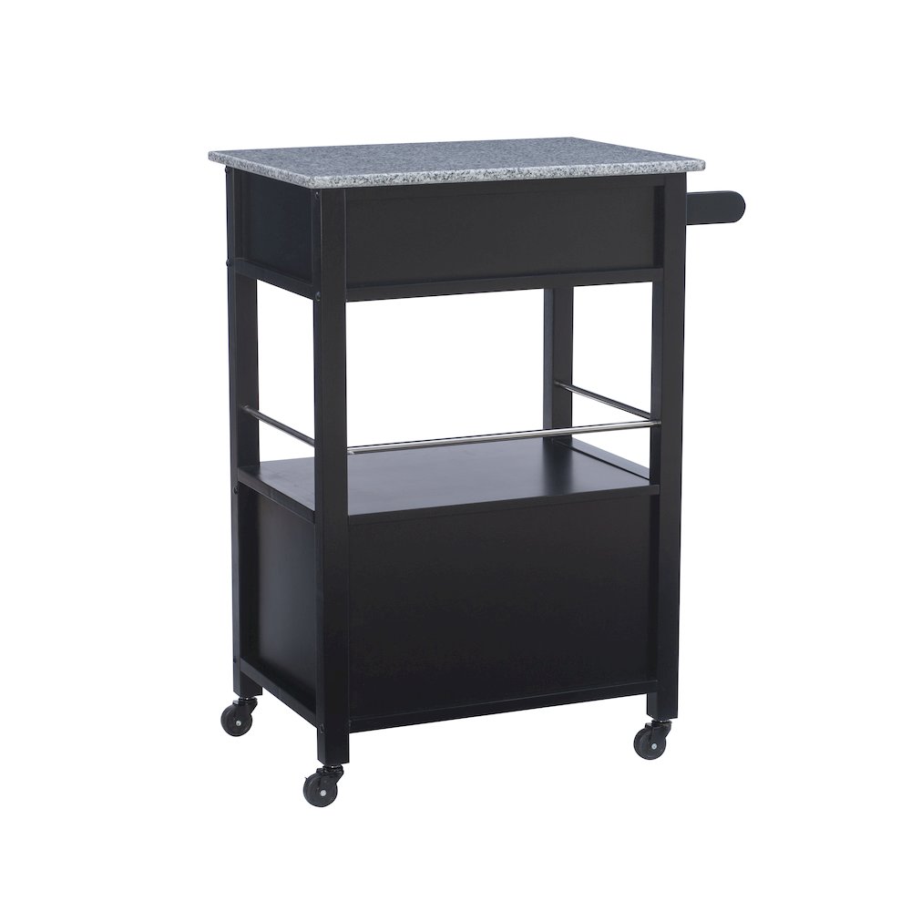 Mitchell Black Kitchen Cart With Granite Top. Picture 11