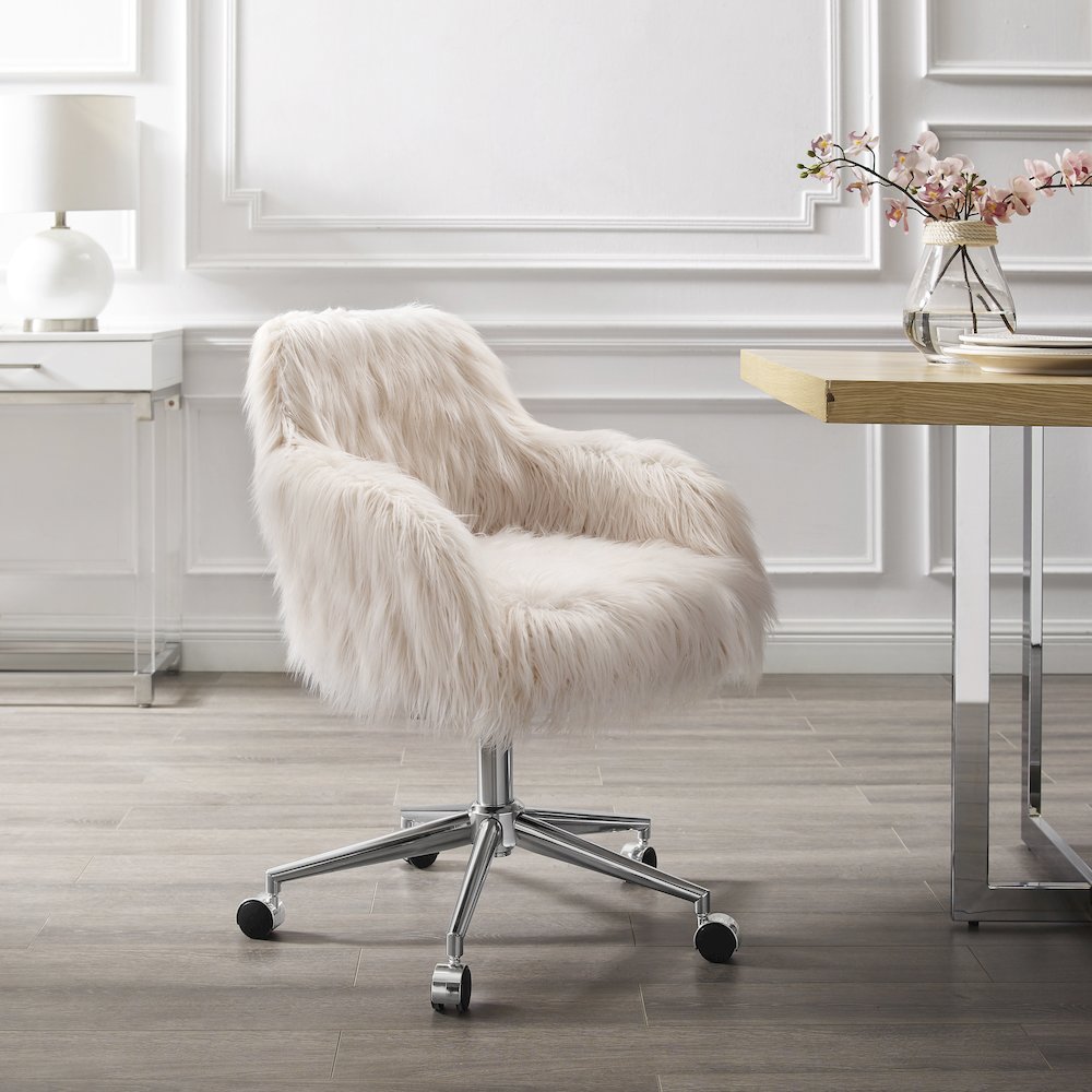 Fiona Faux Fur Office Chair, Pink. Picture 2