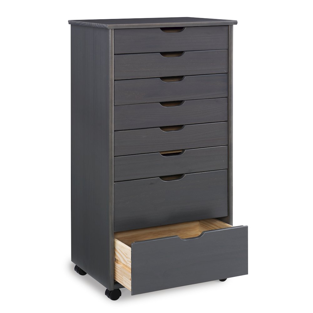Cary Eight Drawer Rolling Storage Cart, Grey. Picture 1
