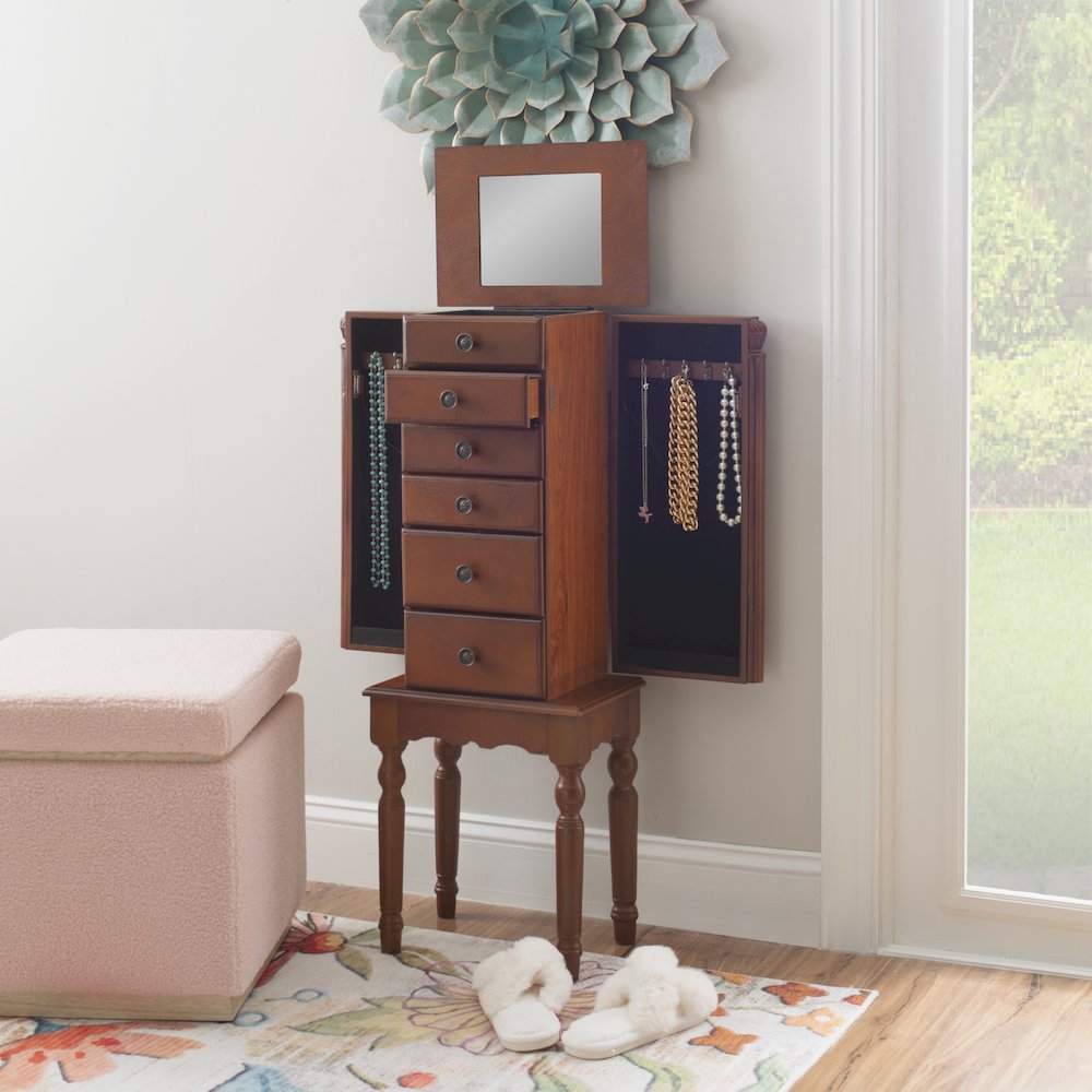 Deep Cherry Jewelry Armoire. Picture 4
