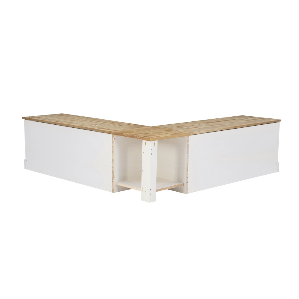 Tobin Backless Two Tone Breakfast Nook, Natural And White. Picture 12
