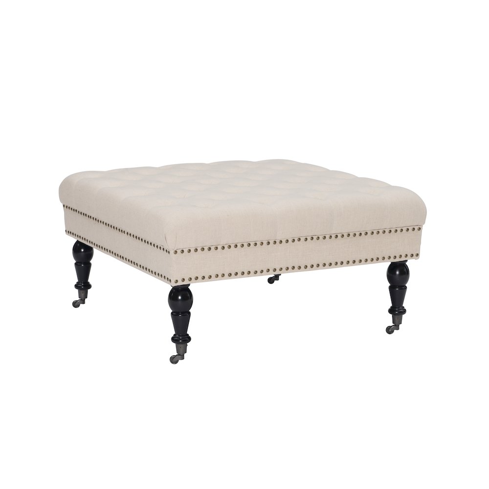 Isabelle Natural Square Tufted Ottoman. Picture 5