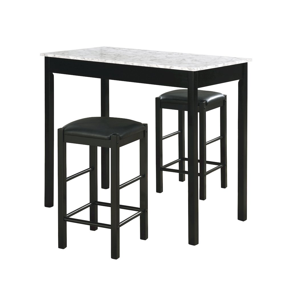 Lancer 3 Piece Tavern Set, Faux Black Marble. Picture 6