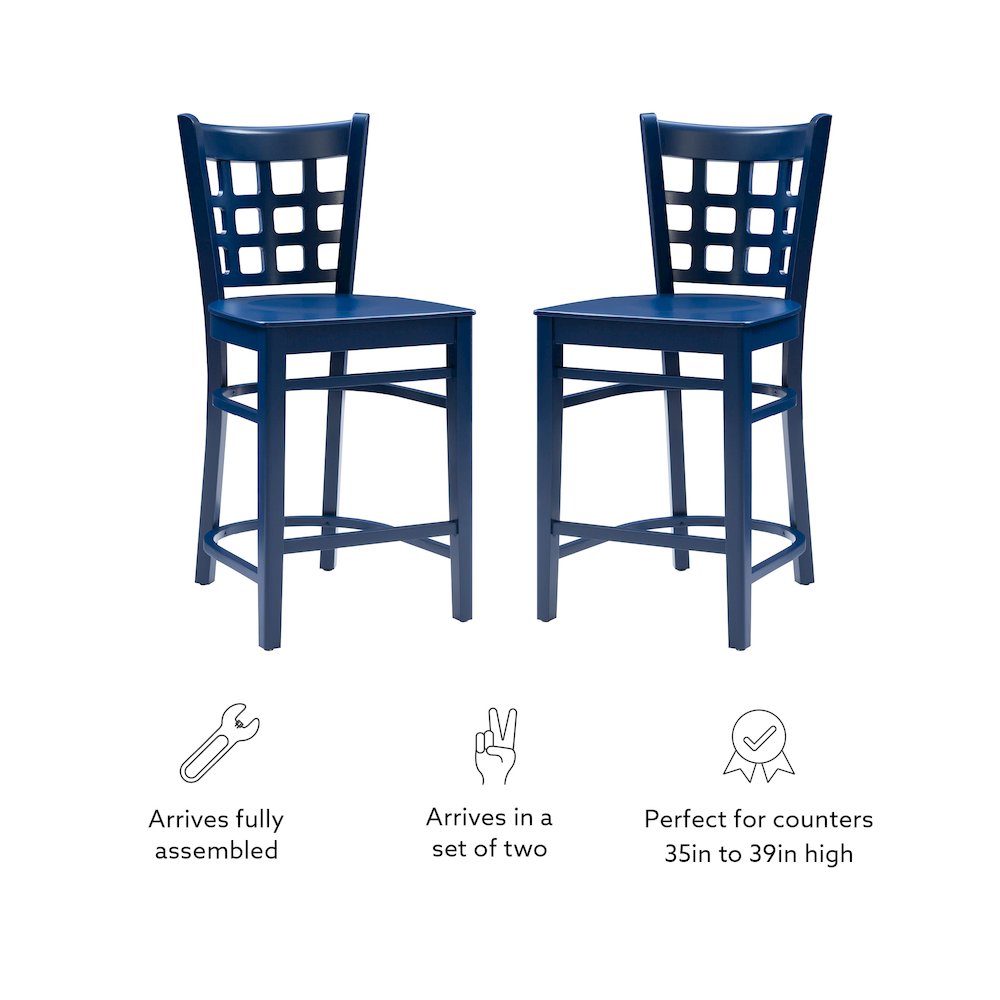 Lola Navy Counter Stool W Wood Seat. Picture 13