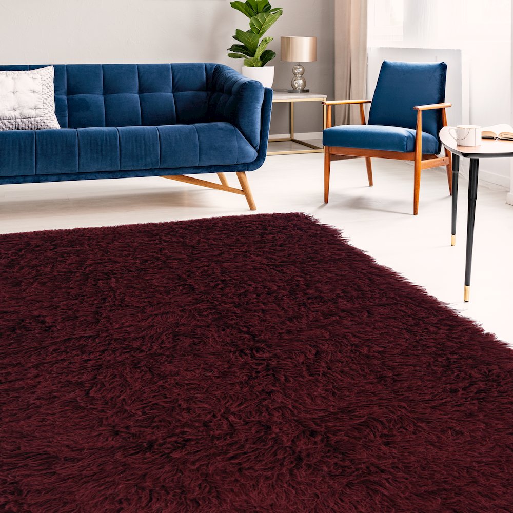 New Flokati 1400gram Burgundy 5x8, Rug. Picture 1