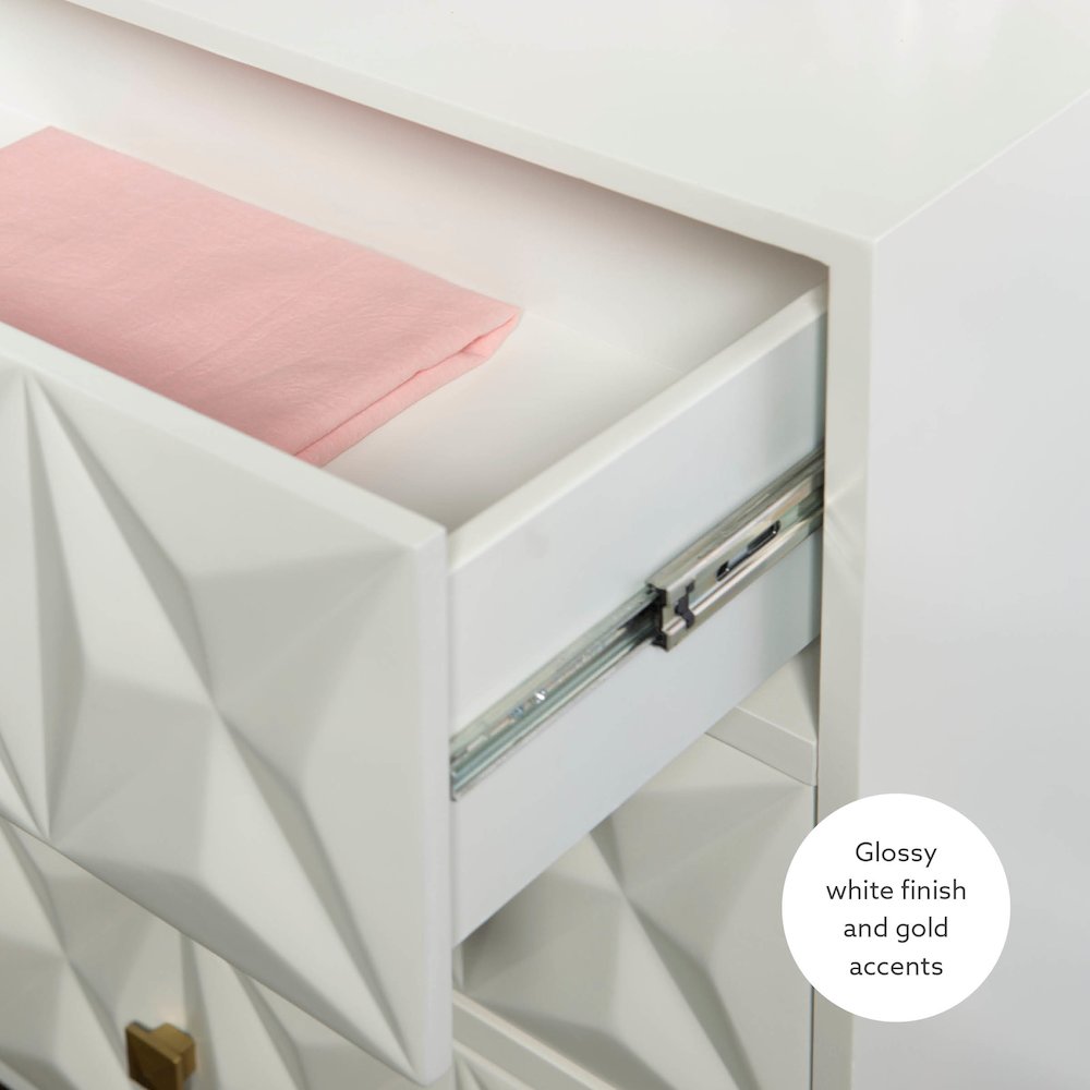 Six Drawer Geo Texture Dresser White. Picture 13