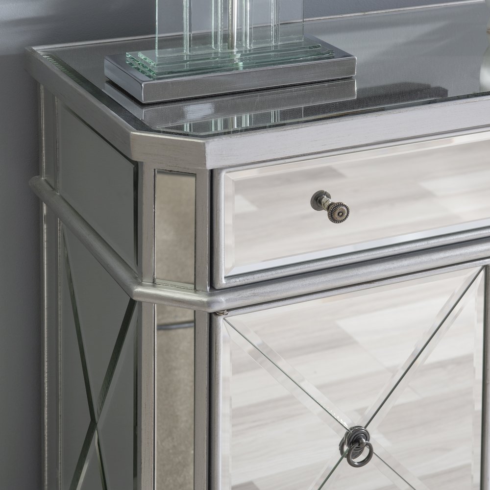 Mirrored 1-Drawer, 2-Door Console. Picture 5