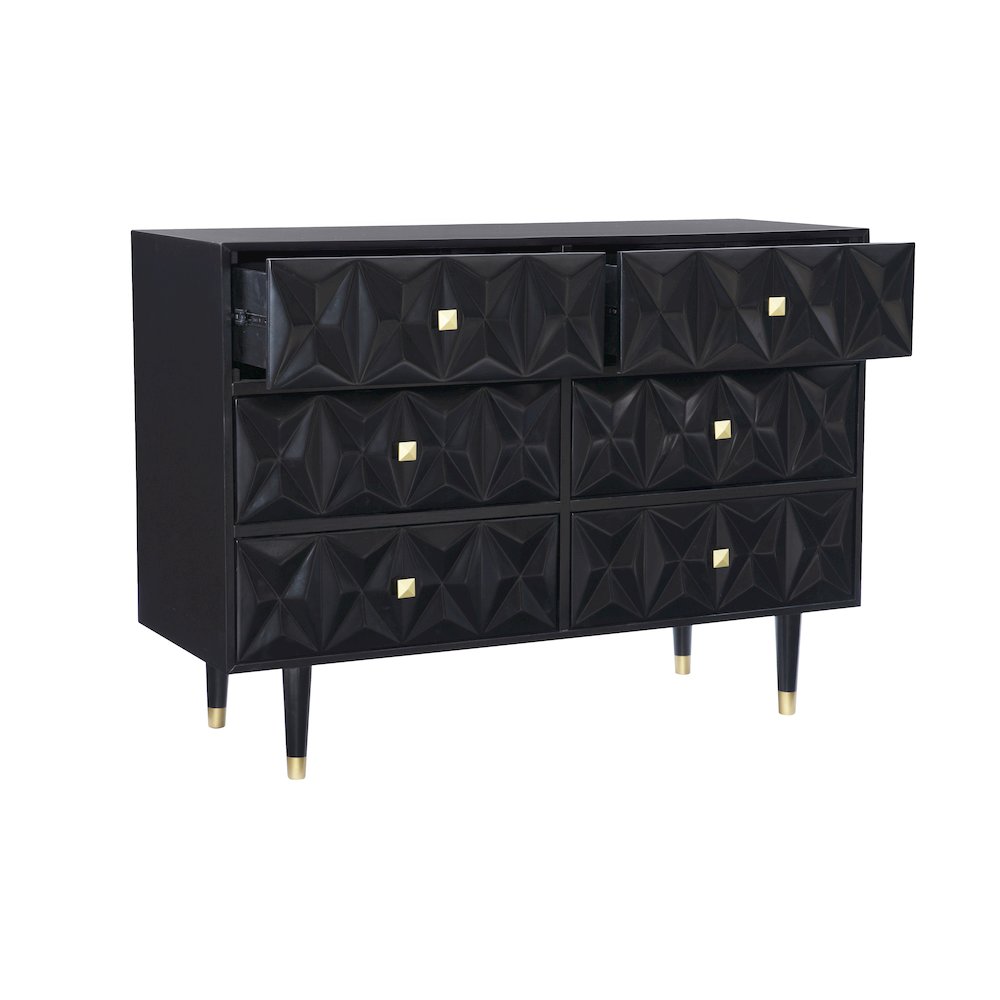 Six Drawer Geo Texture Dresser Black. Picture 1