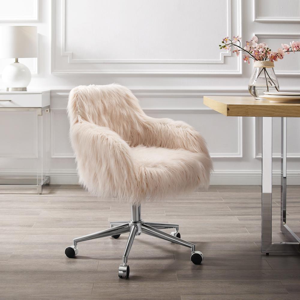 Fiona Faux Fur Office Chair, Pink. Picture 3
