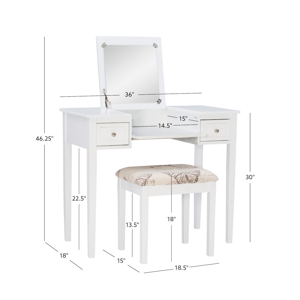 White Butterfly Vanity And Stool. Picture 21