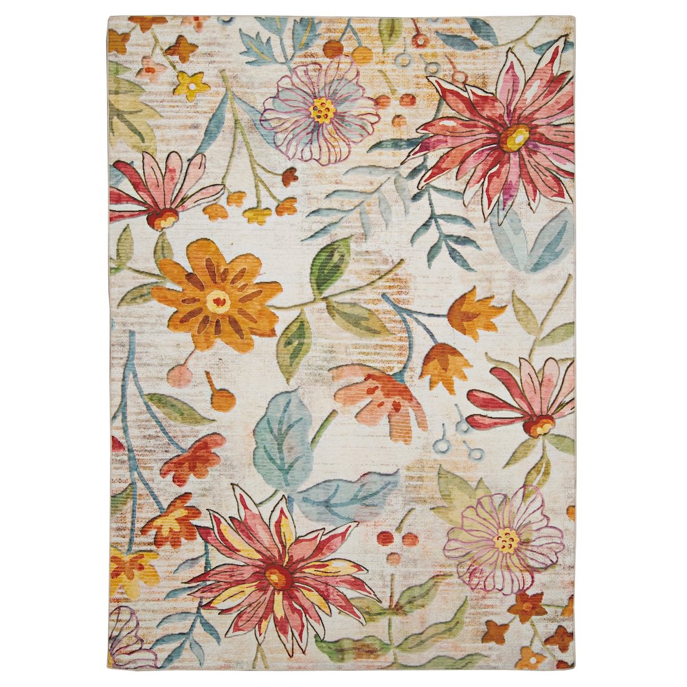 Outdoor Washable Daytona Ivory & Pink 7' X 9', Rug. Picture 4