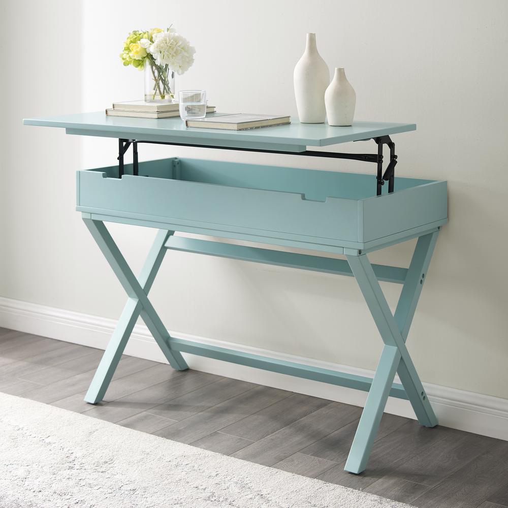 Peggy Lift Top Desk, Turquoise. Picture 2