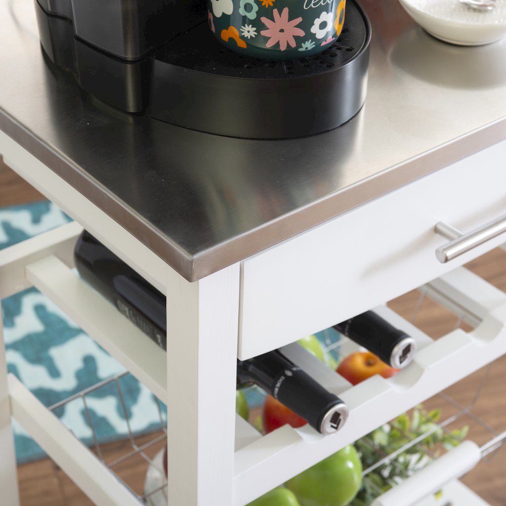 Clarke White Kitchen Cart. Picture 6