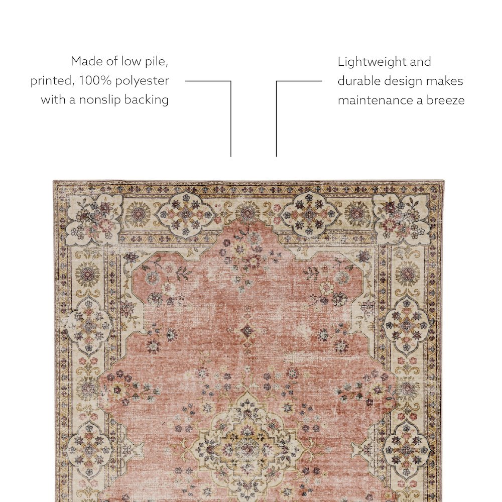 Washable Blanton Pink/Ivory 2x8, Rug. Picture 5