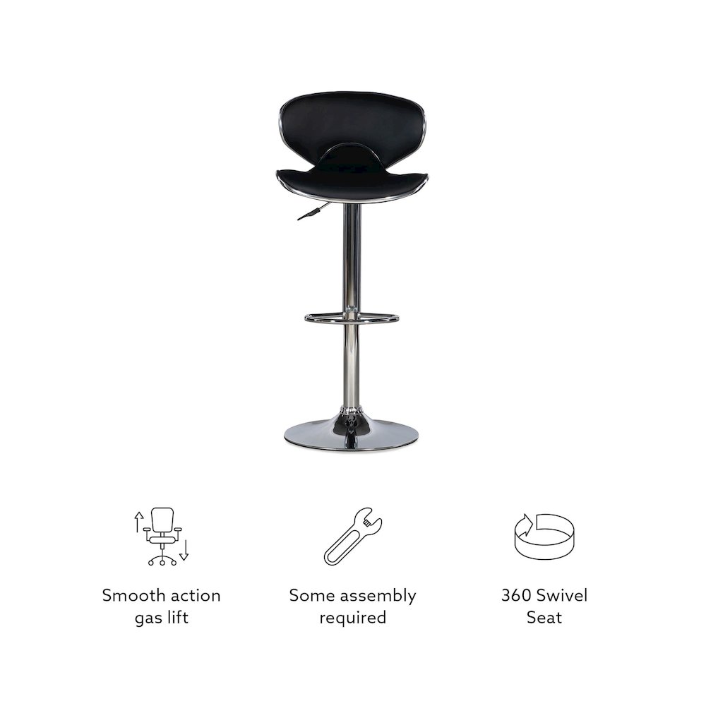 Chrome and Black PU Barstool. Picture 17