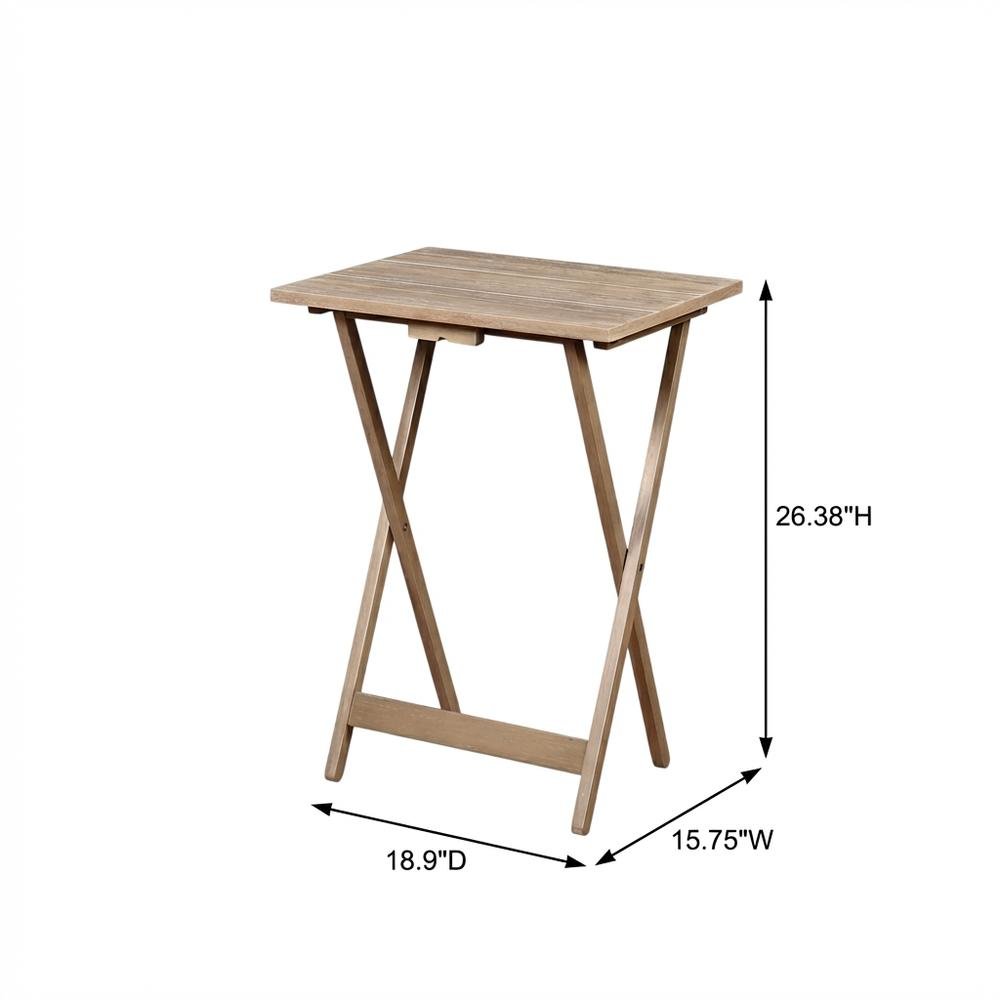 Gray Acacia Tray Table Set with Solid Wood and MDF Construction. Picture 3