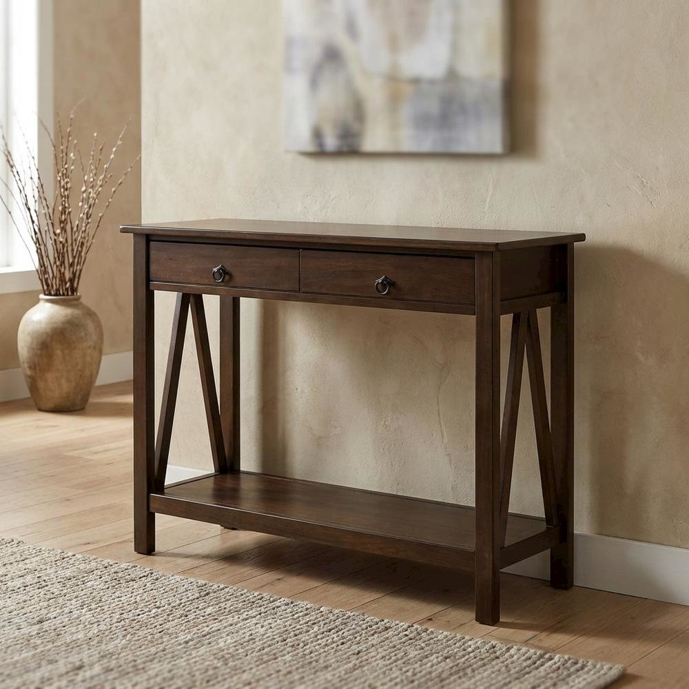 Antique Console Table with Elegant Finish for Living Room or Entryway. Picture 2