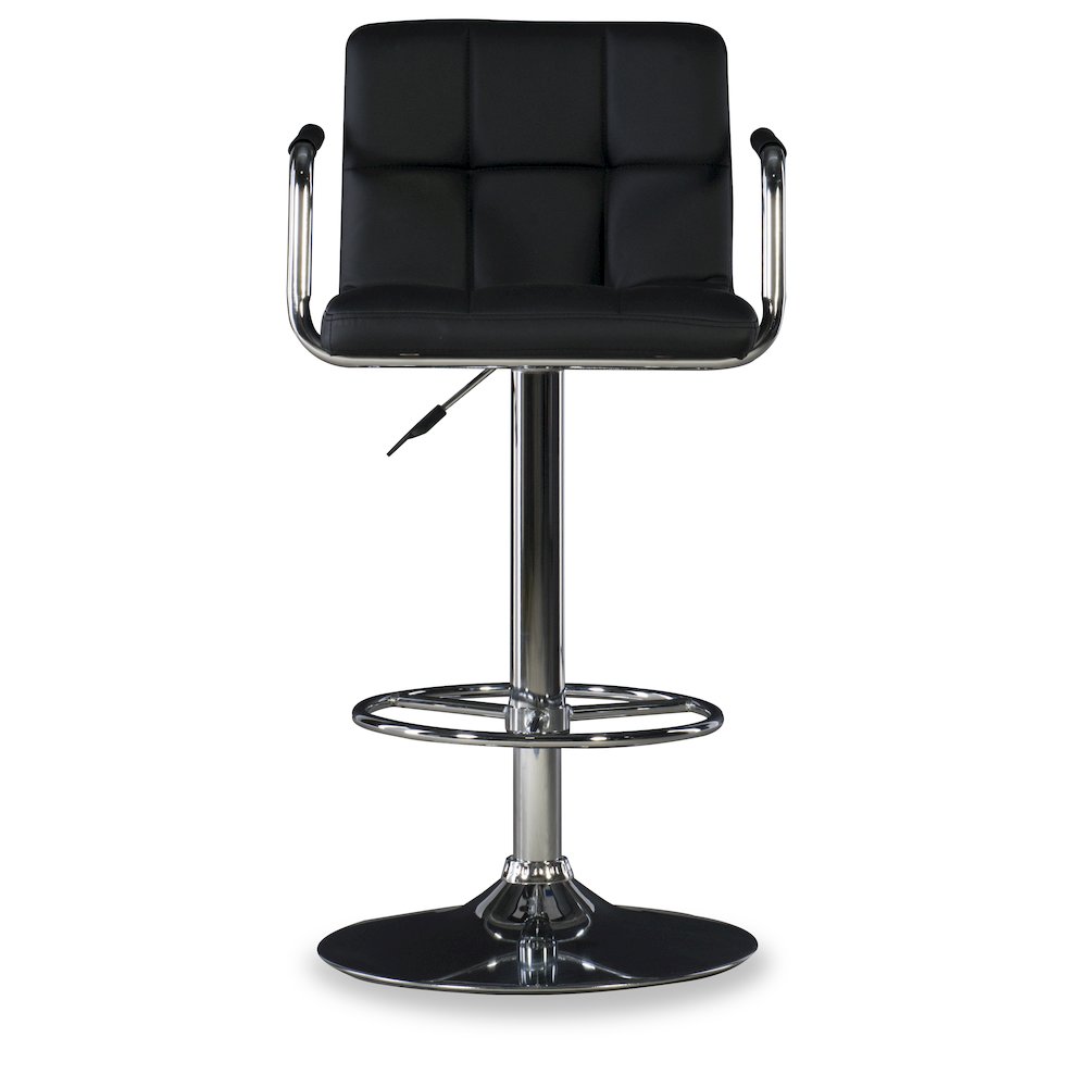 Black and Chrome Quilted Barstool. Picture 2