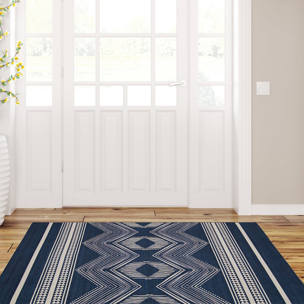 Outdoor Washable Boynton Navy & Ivory 3' X 5', Rug. Picture 1