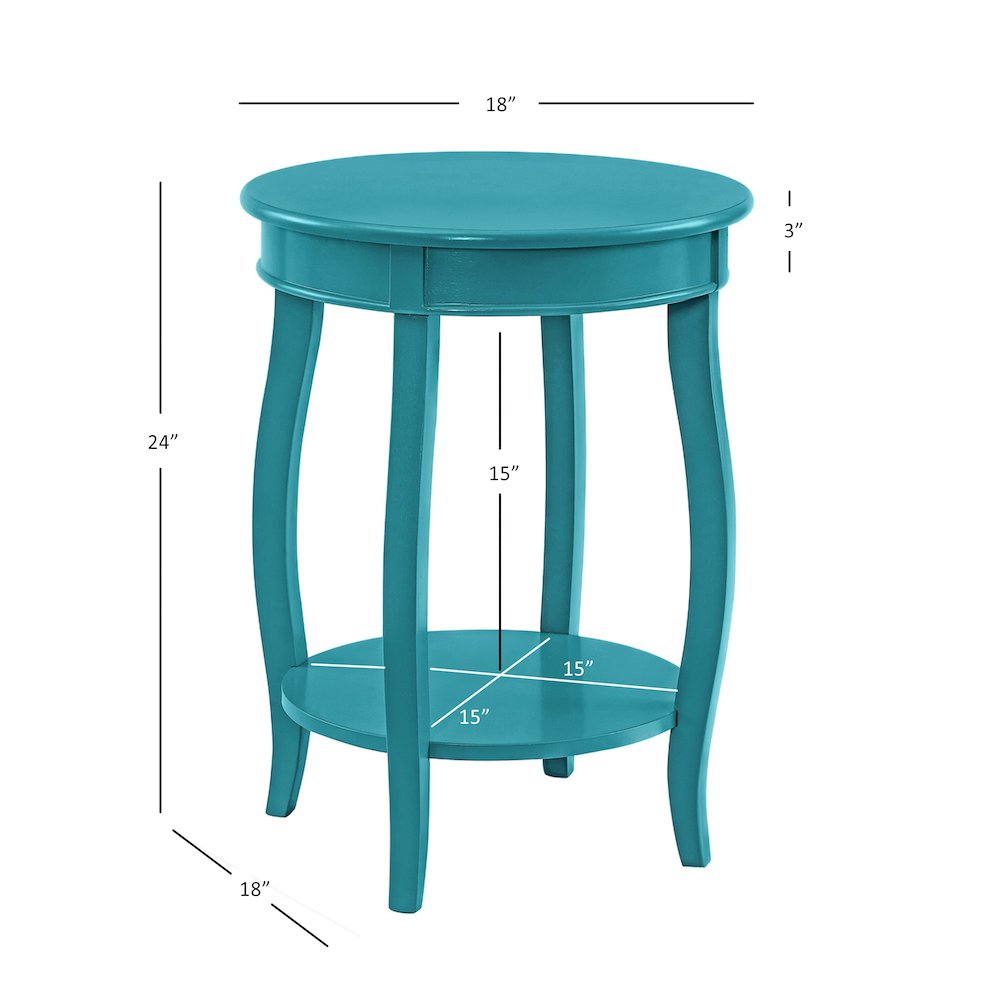 Teal Round Table with Shelf. Picture 14