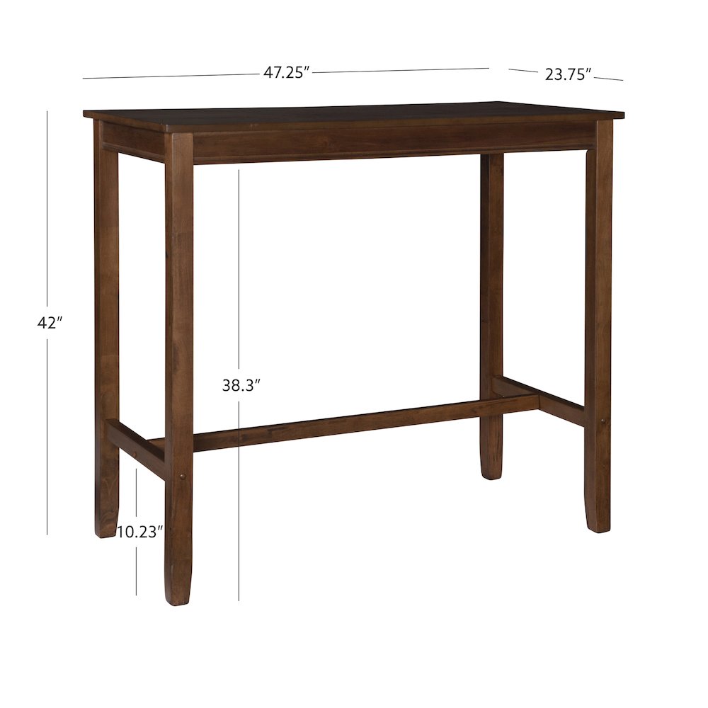 Claridge 42 Inch Bar Height Pub Table, Rustic Brown. Picture 12