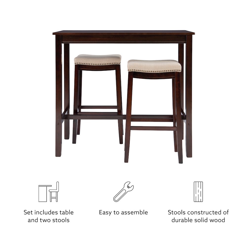Claridge 3Pc Bar Set Walnut Linen. Picture 10