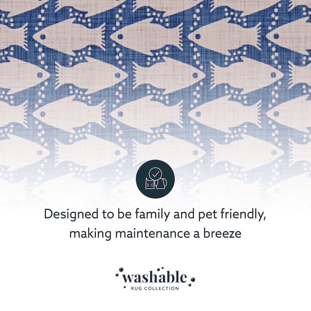 Washable Seabourne Ivory/Blue 2x8, Rug. Picture 7