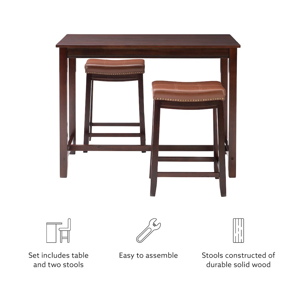 Claridge 3Pc Counter Set Brown Cognac. Picture 10