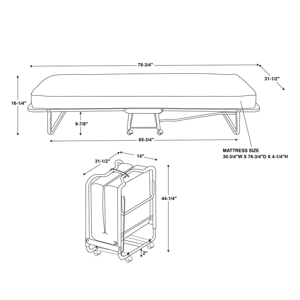 Luxor Folding Bed With Memory Foam Mattress. Picture 11