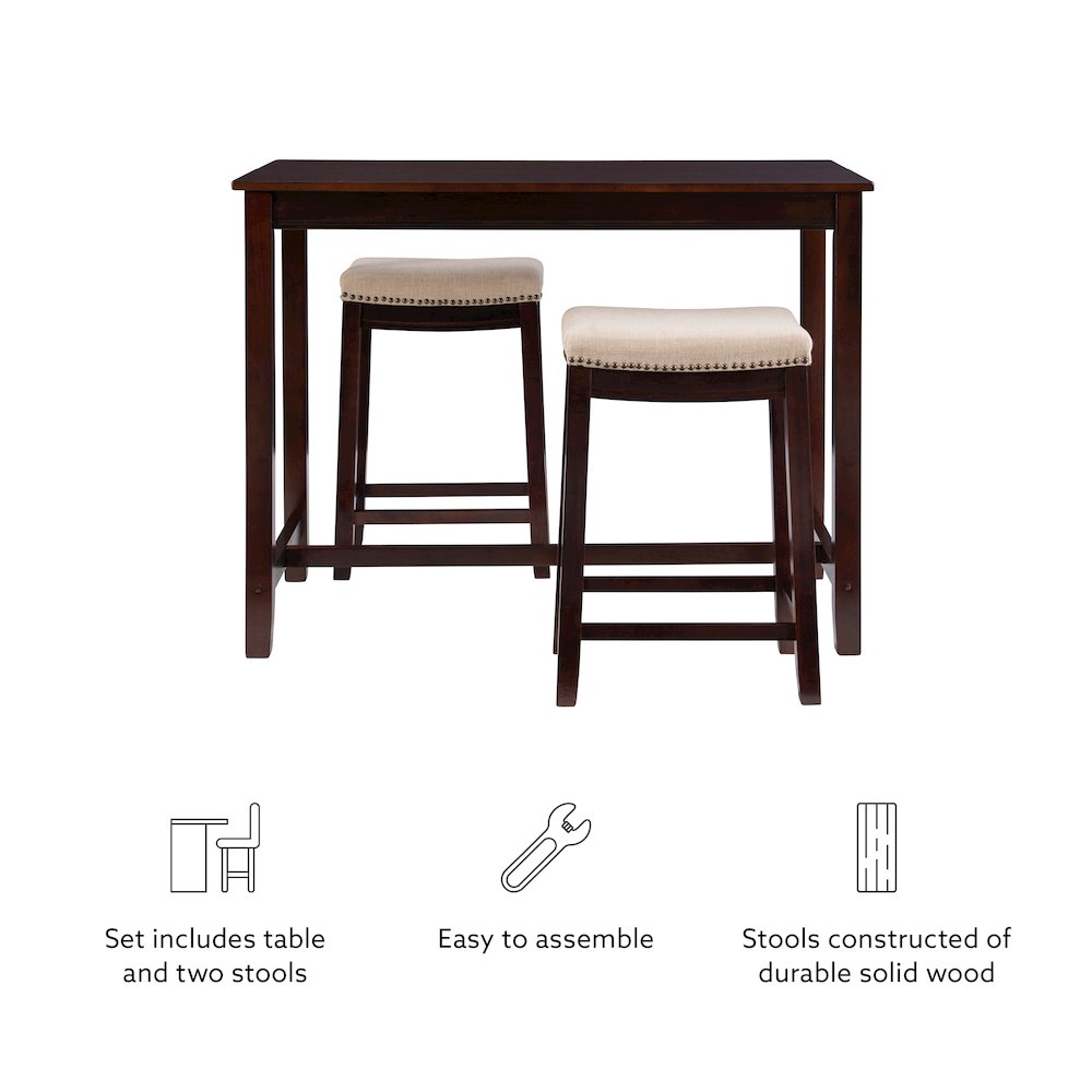Claridge 3Pc Counter Set Walnut Linen. Picture 10