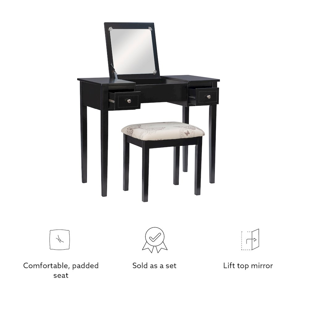 Black Butterfly Vanity And Stool. Picture 17
