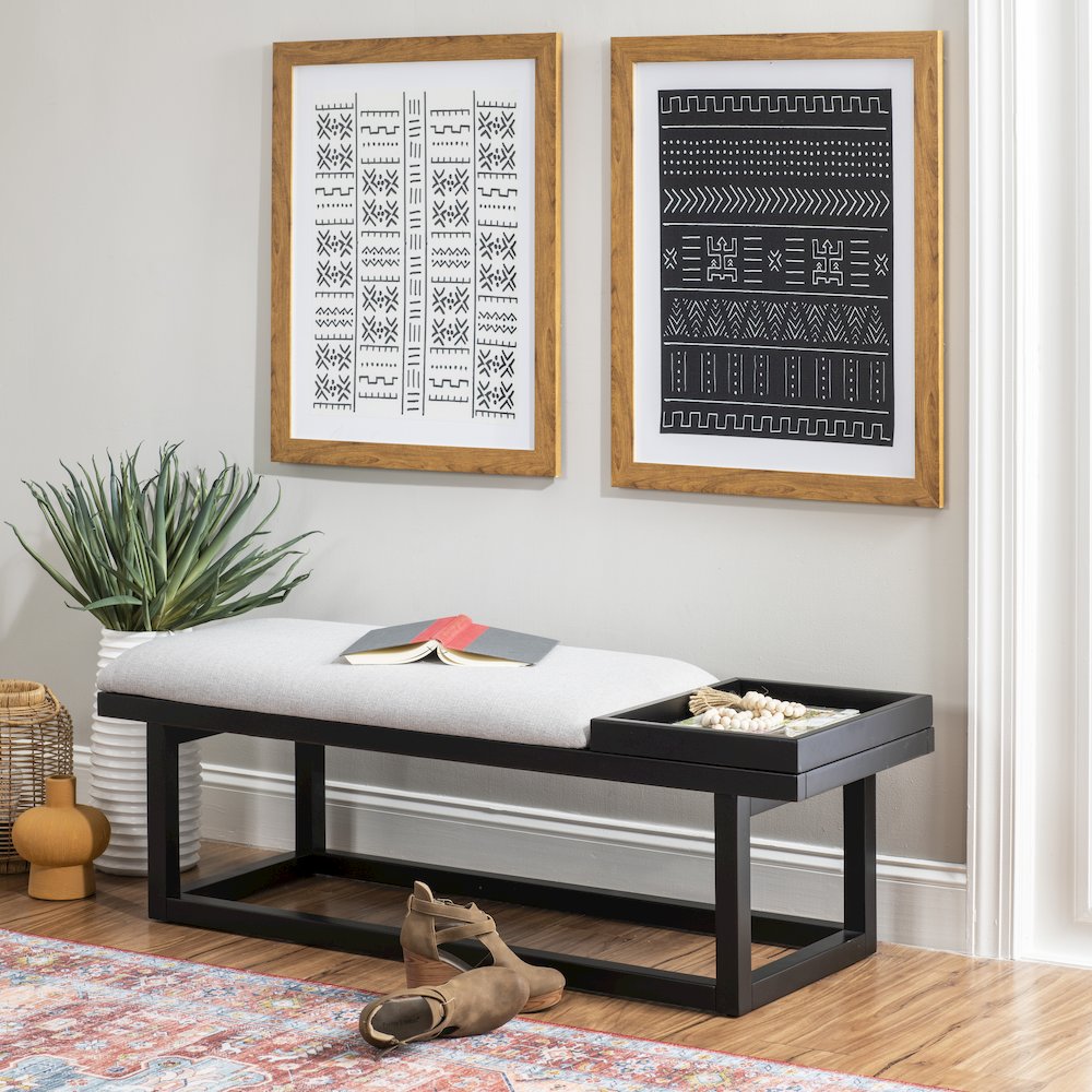 Georgia Bench with Tray Black Gray. Picture 2
