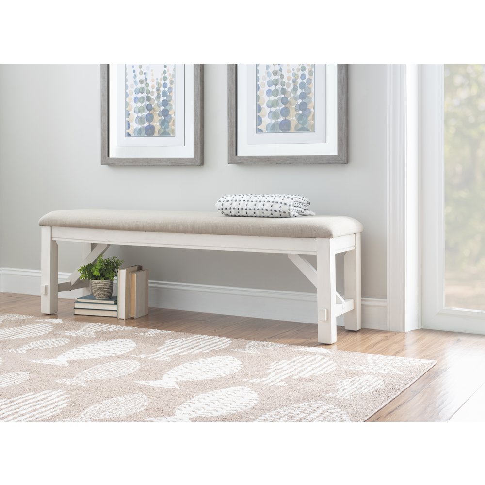 Turino Distressed White Bench. Picture 2