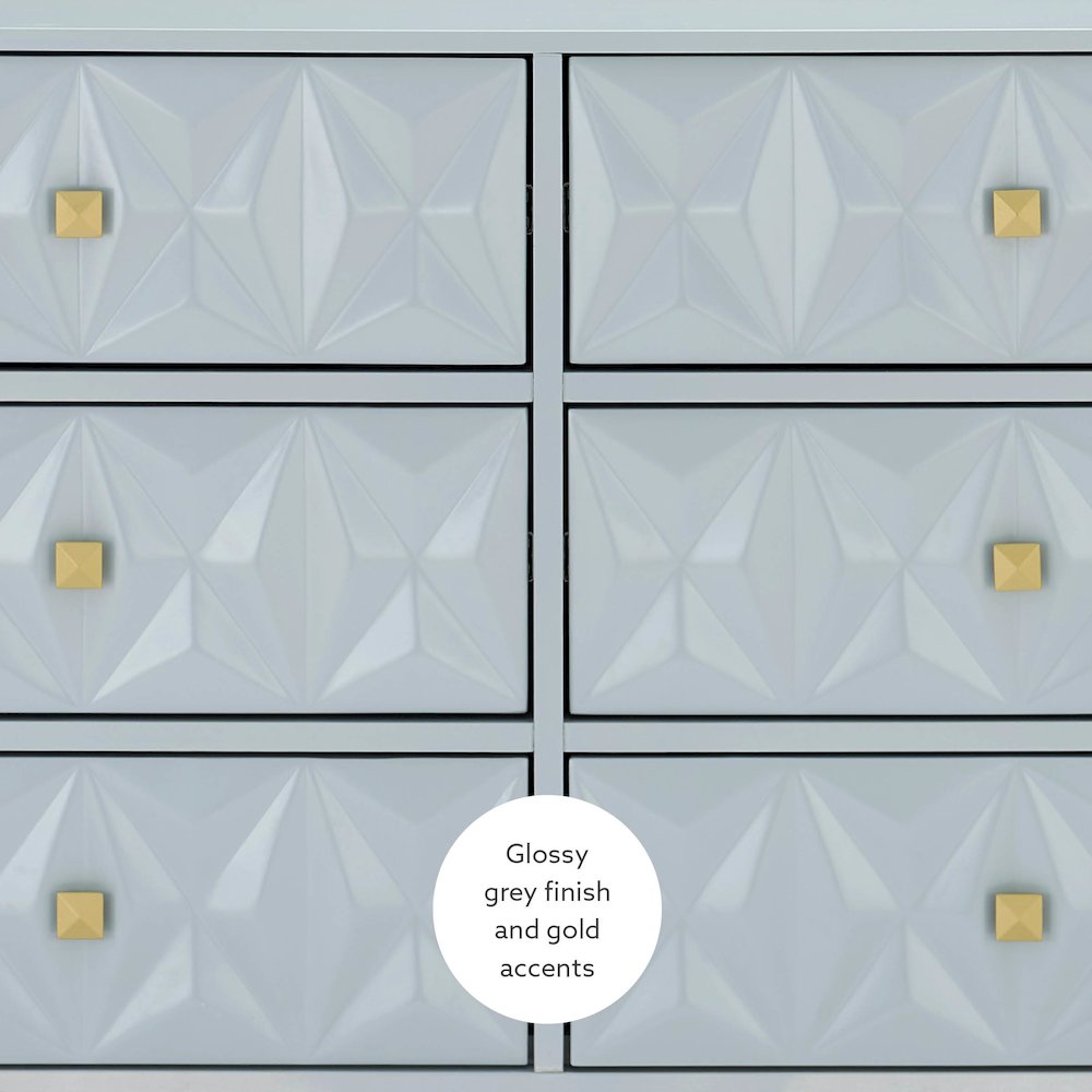 Six Drawer Geo Texture Dresser Grey. Picture 13
