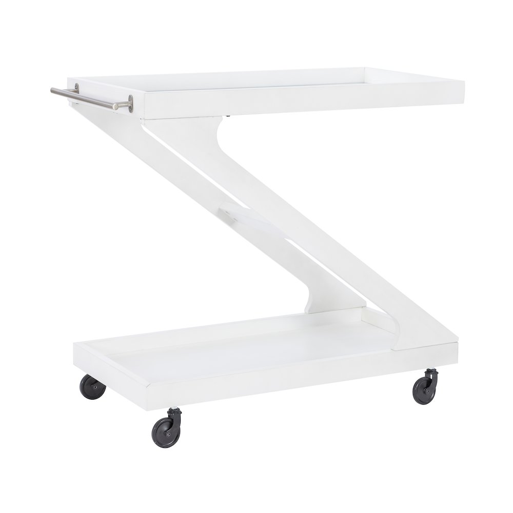 Marlon Wood Rolling Bar Cart Antique White. Picture 1