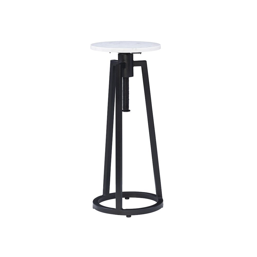 Shawna Adj Drink Table Black With White Marble. Picture 1