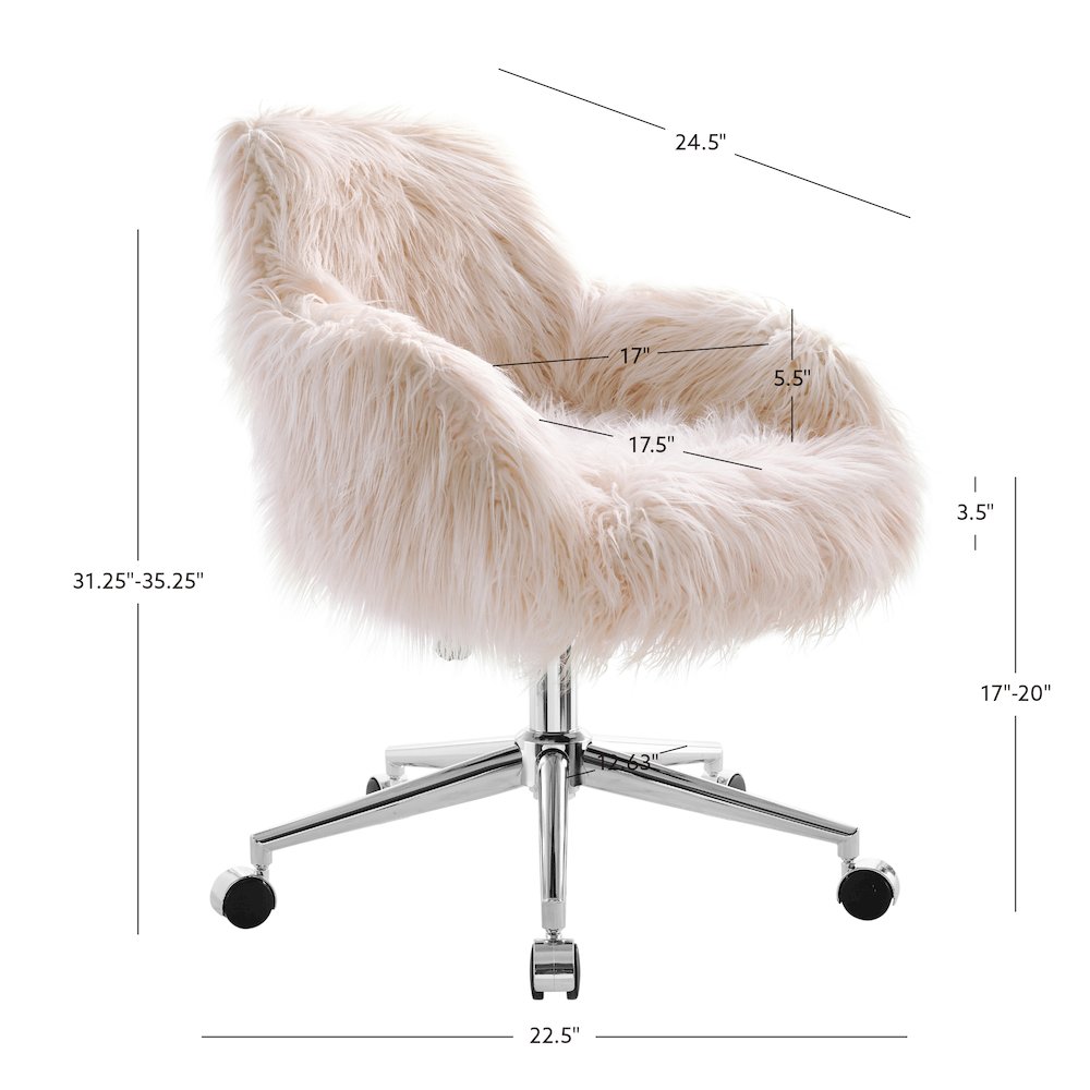 Fiona Faux Fur Office Chair, Pink. Picture 9